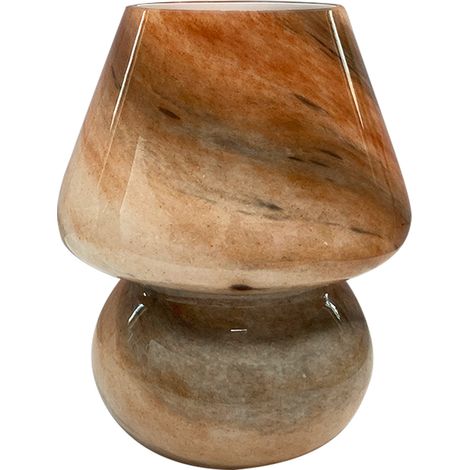 Lampe champignon, petite lampe de chevet en verre à intensité variable, veilleuse pour chambre, salon, cuisine, maison, prise USB, marron (1/2)