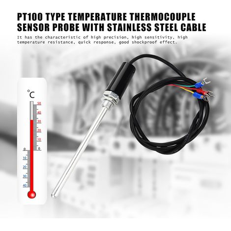 Sonde de température à thermocouple de type PT100 avec câble en acier inoxydable (150 mm) (1/5)