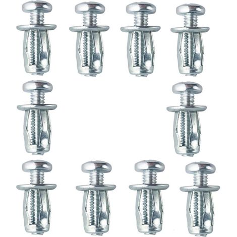 Chevilles Métalliques M6x25 - Lot de 10 - Acier Galvanisé - Fixation Murs Creux - Idéal Placo et Cloisons - Argent (1/4)