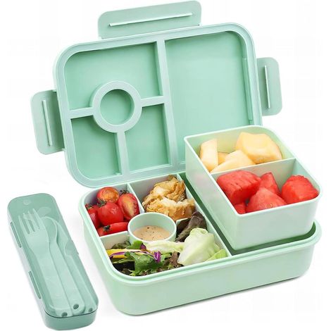 Bento Box Kinder 1300ML auslaufsicher mit Besteckset, für Erwachsene, Grün (1/5)