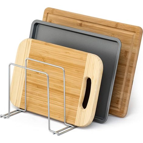 Support pour plaques de Cuisson et Planches à découper - Rangement des casseroles - Organisateur de Placard de Cuisine - Acier chromé (1/5)