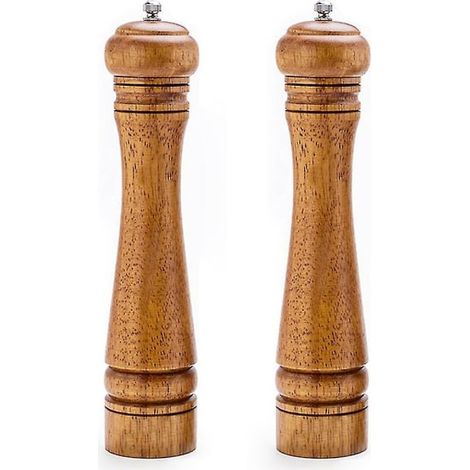 Moulin à poivre et sel en bois de chêne, lot de 2 moulins avec rotor céramique réglable, couleurs assorties, ustensile de cuisine pour assaisonnement (1/5)