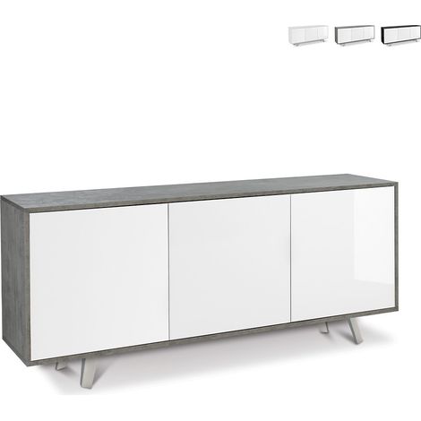 Aparador con tres puertas Cemento Blanco Brillo 177x41x h74 cm (1/5)
