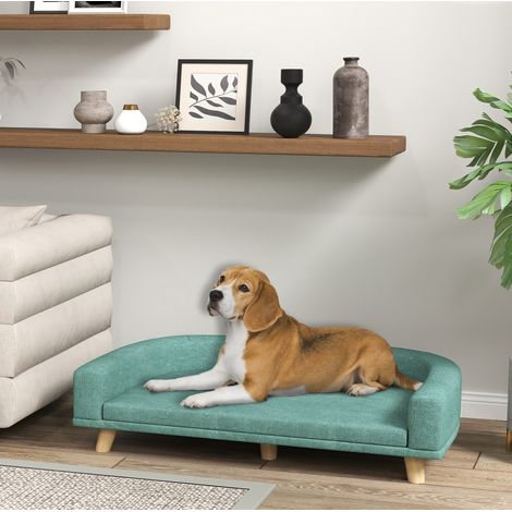Divano per cani con cuscino, design rialzato, 98 x 67 x 25 cm, verde DESVIAE (1/5)