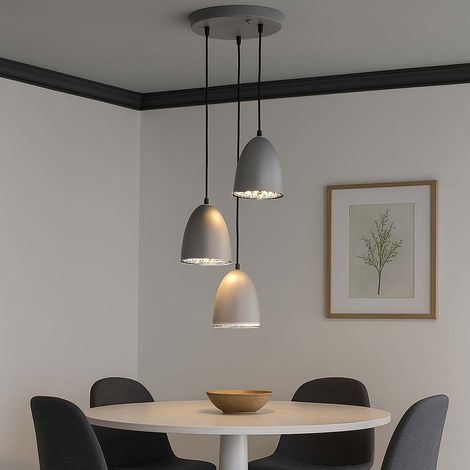 Hängelampe Hängeleuchte Pendelleuchte Pendellampe Esszimmerlampe, 3 Flammig, Metall titanfarben, 3x E14 Fassungen, DxH 24x150cm