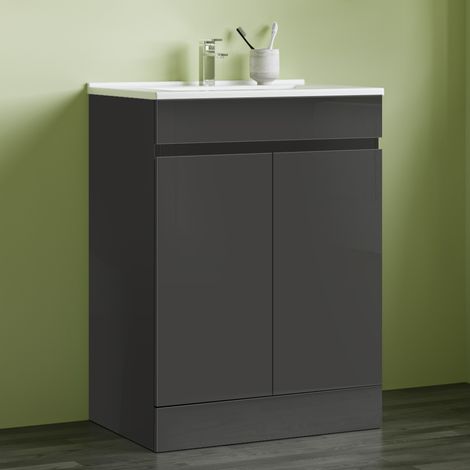 Biubiubath 500mm Bathroom Vanity Unit with Basin Gloss White Freestanding