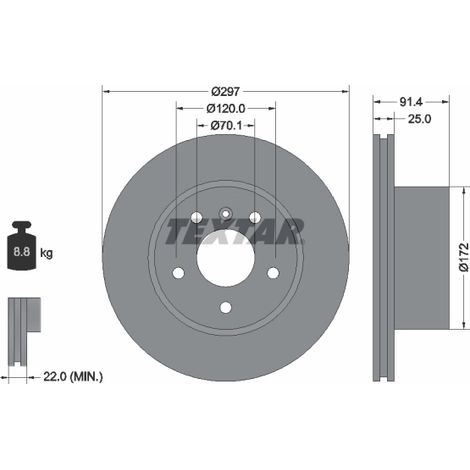 Lot de 2 Disques de frein Textar 92129700 LAND ROVER ANR4582 SBD000380 SDB000380