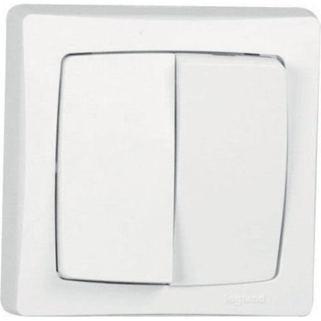Legrand – Double interrupteur va-et-vient saillie complet – Plastique brillant – Fixation vis – Pour espaces confinés – 1 module – Garantie 2 ans (1/5)
