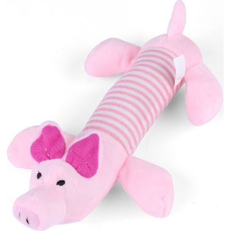 Jouet chien peluche 3 formes animaux, cochon rose canard éléphant, jouet à mâcher sonore pour chiot petit moyen chien, cadeau anti-anxiété 25cm (1/5)