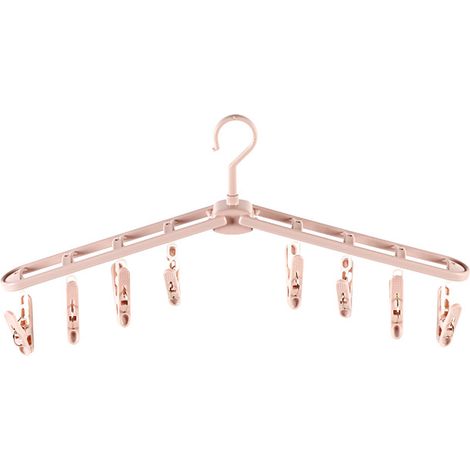 Cintre de voyage pliable (rose avec pince) pour shorts, jupes, chemises et chaussettes. Antidérapant. Cintre de rangement pour le linge et la garde-robe.