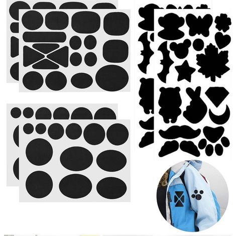 Selbstklebender Nylon-Reparaturflicken – wasserdicht – für Kleidung, Daunenjacken, Zelte, Taschen – zuschneidbar – schwarz – 8er-Packung (1/5)