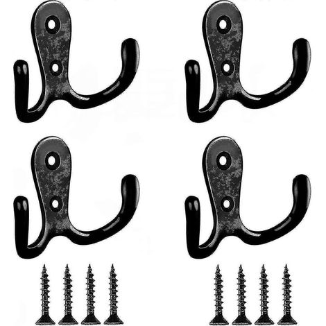 Patères doubles à griffes, crochets muraux doubles (4 pièces, noir) (1/3)