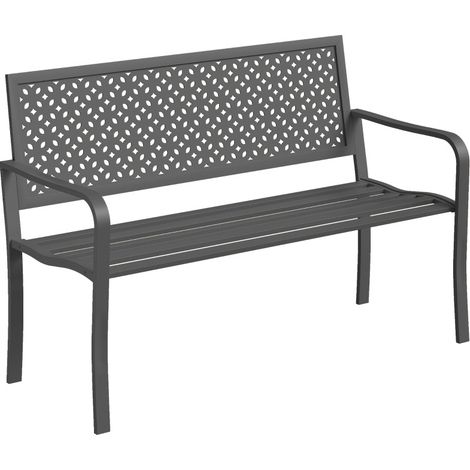 Banc de jardin 2 places en métal résistant à la rouille avec dossier géométrique, charge jusqu'à 240 kg (1/5)