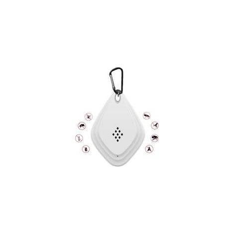 (Blanc) Répulsif anti-moustiques extérieur, répulsif anti-moustiques ultrasonique portable, répulsif électronique anti-moustiques alimenté par USB avec crochet noir (1/4)