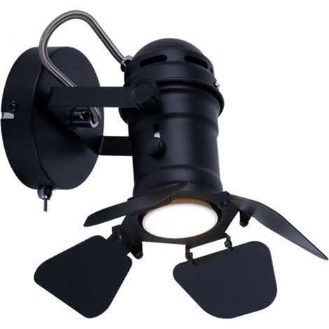 RETRO Wand Lampe Schlaf Gäste Zimmer Beleuchtung schwarz Klappen Spot verstellbar Globo 54650-1B