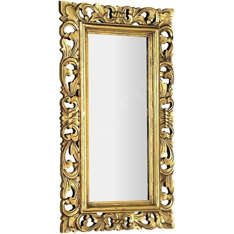Miroir SAMBLUNG dans cadre en bois sculpté 40x70cm, doré