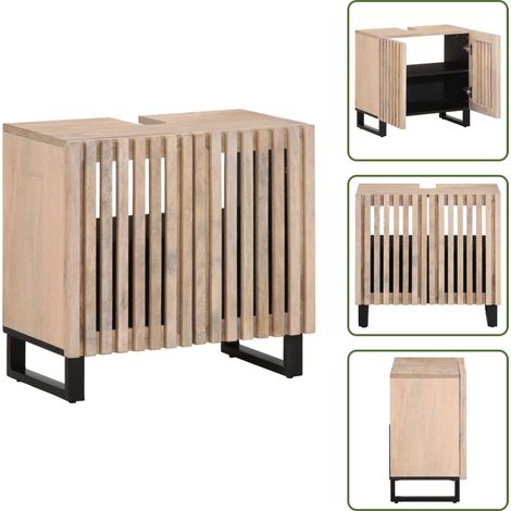 Armoire lavabo de bain 62x34x58 cm bois massif de manguier - Meuble De Lavabo De Salle De Bain - Meubles De Lavabo De Salle De Bain - Meuble Sous Lavabo - Meuble De Salle De Bain (1/5)