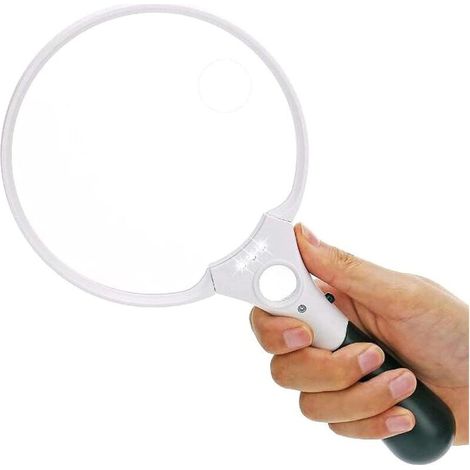 137 mm Leselupe mit 3 LEDs, 2x/4x/25x Vergrößerung, Handlupe zum Lesen, Inspizieren, Sammeln und für Hobbys.