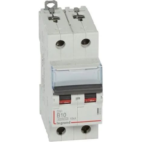 Legrand 407493 Interruttore automatico DX³6000 10 kA, ingresso in alto/uscita in basso, a vite, 2 poli, 10 A, curva B - 2 moduli