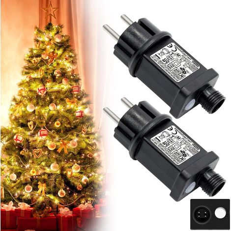 31V 6W Clignoteur Pour Guirlande, 2 Pièce Transformateur Pour Guirlande Lumineuse Led, Adaptateur Lumineuse Exterieure Avec 8 Modes, étanche Ip44 Transformateur Led Pour éclairage De Noël [Classe éner (1/5)