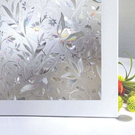Pair Fensterfolie, elektrostatische Folie, Sichtschutz, UV-beständig, dekorativ, blendfrei, Verdunkelungsfolie mit Tulpenmuster für Glas und Verglasung, 45 cm × 200 cm