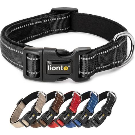 lionto Hundehalsband, (S) verstellbare Länge 30-40 cm, schwarz (1/5)