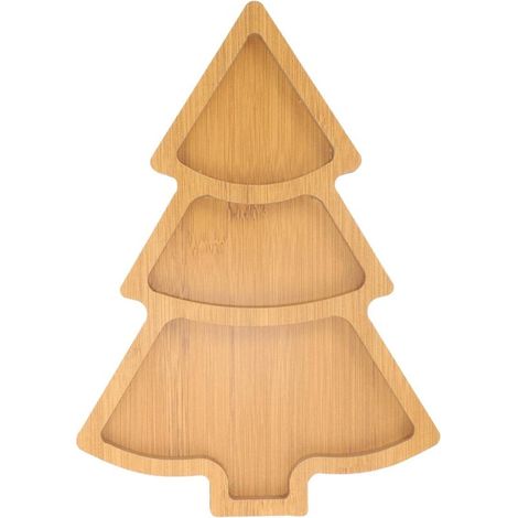 Plateau en bois pour sapin de Noël, plateau polyvalent pour le stockage des aliments, desserts, fruits et fromage, plateau de service élégant, 27,4 x 18,1 cm (1/5)