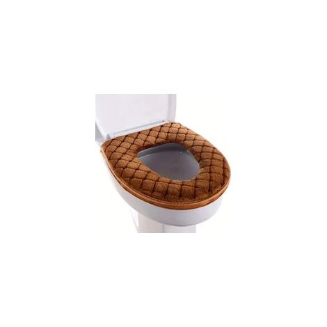 Ein dicker, waschbarer, weicher und bequemer WC-Sitzbezug im Herbst-/Winterstil (braun). – Crezuo