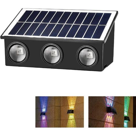 APPLIQUE MURALE SOLAIRE 6 LED IP65 RGB POUR JARDIN TE-B0576