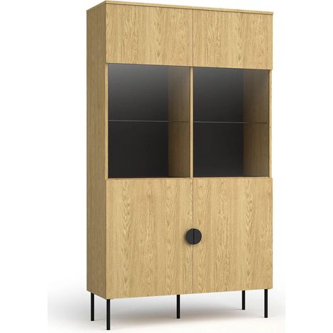 AX LIVING Vitrine für Wohnzimmer Brunelli 106,6 cm Eiche Baltic/Glas