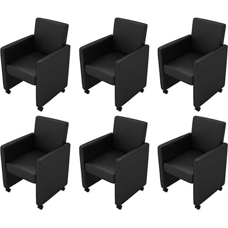 Maison Exclusive - Esszimmerstühle 6 Stk. Schwarz Kunstleder (1/5)