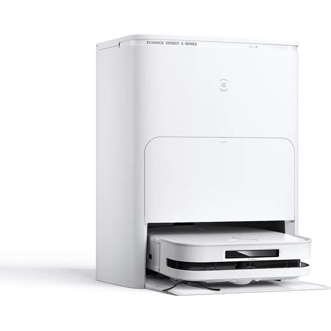 Aspirateur Robot, Robot Aspirateur Laveur avec Station, 12800Pa, Nettoyage Humide adaptatif, Lavage à l'eau Chaude à 70°C, Levage des Patins de 15mm, Blanc (1/5)