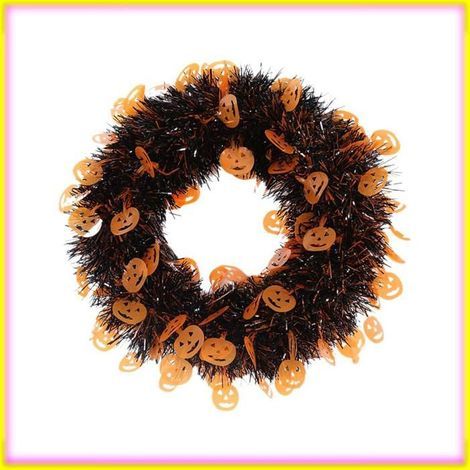keenso Türkranz, Halloween-Türkranz, Hängegirlande, Wanddeko-Kranz, Orange (1/5)