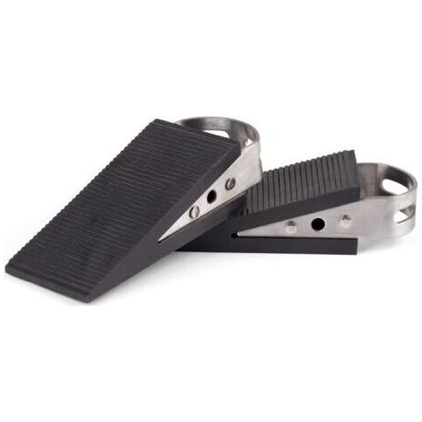 Lot de 2 Cale Porte Avec Poignée Aspect Acier Inoxydable – Butées de Porte de Sol – Stop Porte de Sol, Utilisation Facile Grâce à la Poignée