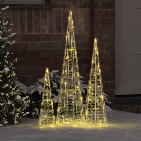 Weihnachtsbaum mit 90 LEDs 3 pcs Warmweiß 20 x 20 x 80 cm Acryl