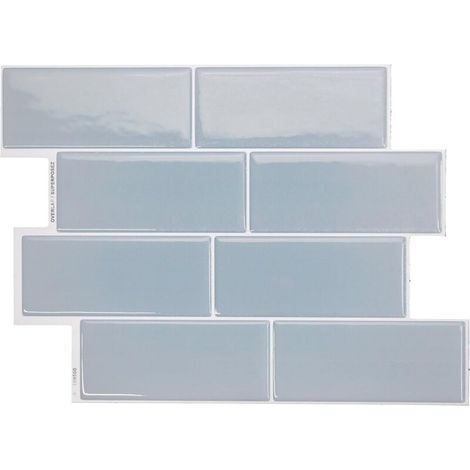 Sticker-Wandbild in Keramikfliesen-Optik blau, 29,4 x 21,4 cm, 1 Blatt, selbstklebende Wandsticker aus kristallklarem PU-Epoxidharz. (1/5)