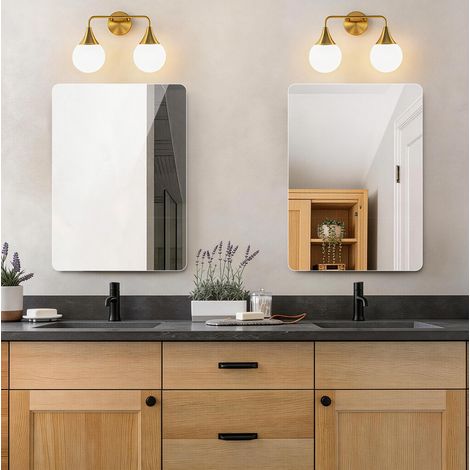 Espejo de baño 80x60 cm de vidrio plateado sin marco, mural reversible, resistente – MEUBLIV (1/5)