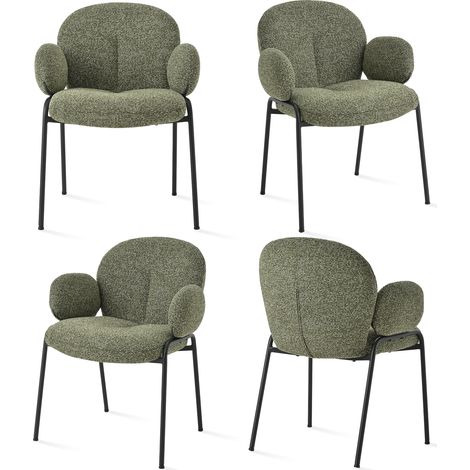 Goeurvant Moderne Esszimmerstühle mit verstellbaren Füßen, skandinavischer Stil, ideal für Esszimmer, Wohnzimmer oder Büro - 4er Set - Grün