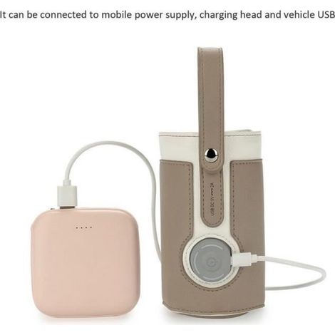 Sac Chauffe-Biberon - Régulable 3 Températures - USB Portable - Pour Maison Voiture - Brun - 1 Pièce (1/4)