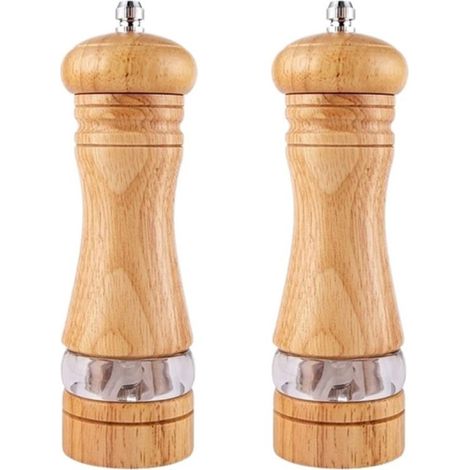 pièces - Ensemble de moulins à sel et à poivre - broyage - moulin à sel manuel - Moulin à poivre - Moulin à sel - bois - 175cm - Rechargeable - Réglable - pour sel, poivre et herbes (1/5)