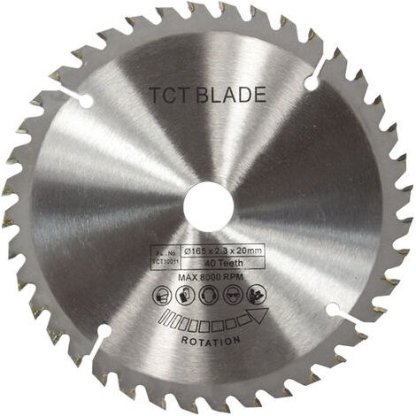 Lame De Scie Circulaire TCT - 165 mm - 40 Dents - Pour Bois Métaux Plastiques - Alésage 20 mm - 1 Pièce (1/4)