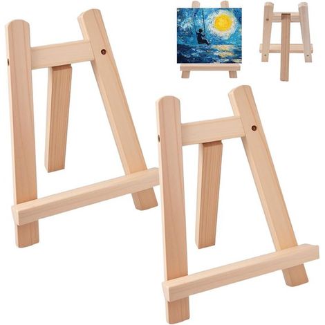 Lot de 2 mini chevalets en bois (15 x 20 cm) de 20 cm de long. Idéal pour la décoration de mariage, la décoration de table, la peinture, les loisirs créatifs, les albums photo, les expositions d'art e (1/5)
