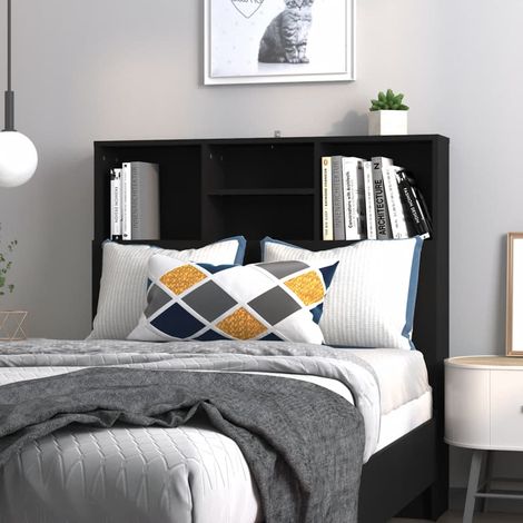 Armoire de tête de lit, Tête de lit avec rangement, Armoire de rangement pour chambre Noir 100x19x103,5 cm CDE86949 (1/5)