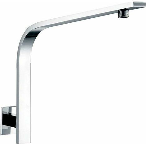 Ulisem – Bras de douche carré en laiton massif – Col de cygne – Finition chromée miroir – Tube rectangulaire 30x10 mm – Installation facile (1/4)