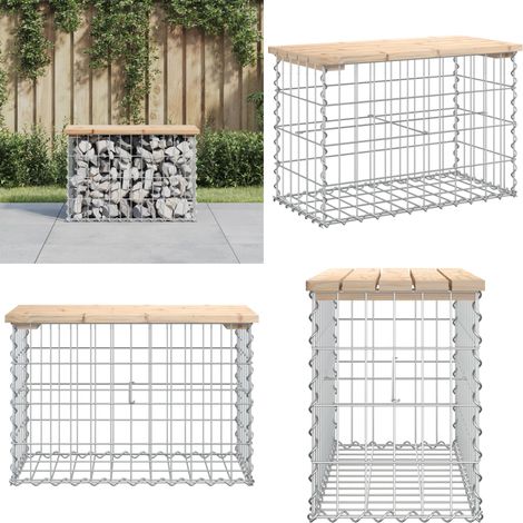 Panca Giardino Design Gabbione 63x31,5x42cm Legno Massello Pino - Panca da esterno - Panca in legno