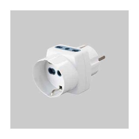 ADATTATORE TRIPLO BIVALENTE PRESA SCHUKO CARDINALE Spina