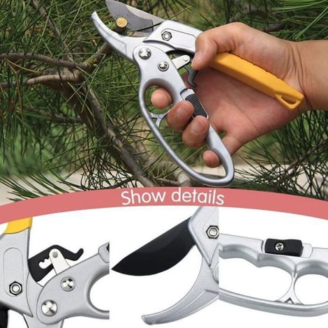 Sécateur de Jardin 18.2cm, Sécateur à Crémaillère de Jardinage avec Poignée en Caoutchouc pour Couper des Tiges et des Branches -J (1/4)