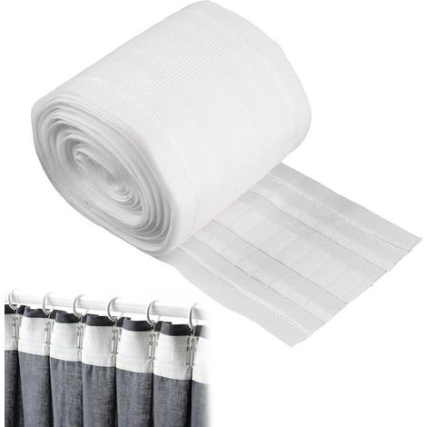 1 Kräuselband, 3 m x 85 mm, weißes Polyester, für Vorhänge, Innendekoration (1/5)