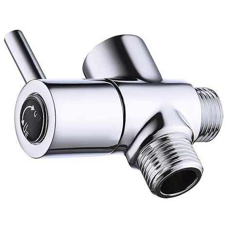 Inverseur de robinet Vanne de douche à 2 voies Inverseur en laiton Adaptateur de douche Inverseur pour douche à main Tuyau de douche Pommeau de douche Chrome poli (1/5)