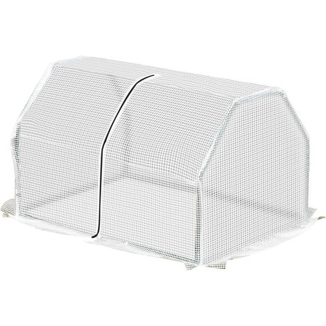 Mini Serre de Jardin pour Balcon Housse Plastique Zippée et Cadre en Métal pour Tomates et Plantes 99 x 71 x 60 cm (1/5)